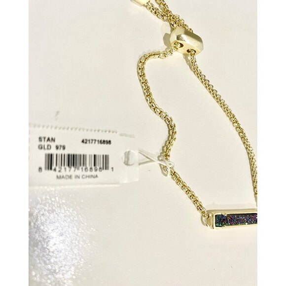 Kendra Scott Stan Drusy Bracelet Gold Multi Color Drusy Adjustable Rectangle - Picture 5 of 9